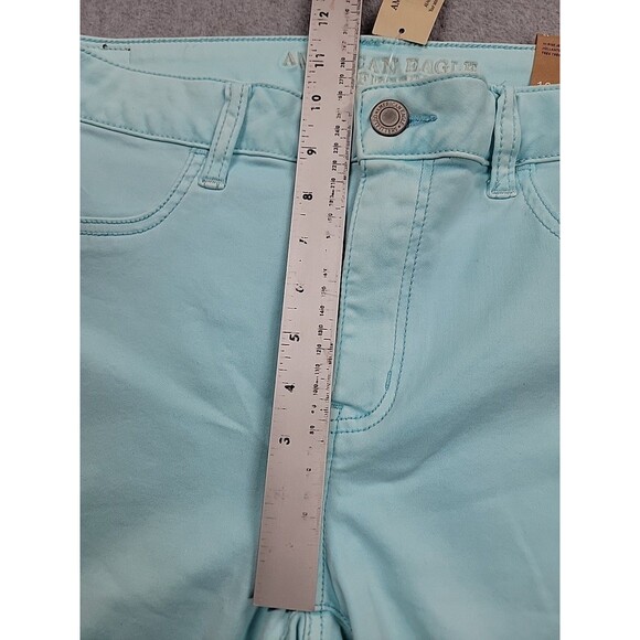 American Eagle Jeggings Womens 12 30x24 Crop Robin Egg Blue Mid High Stretch NEW - Picture 9 of 16